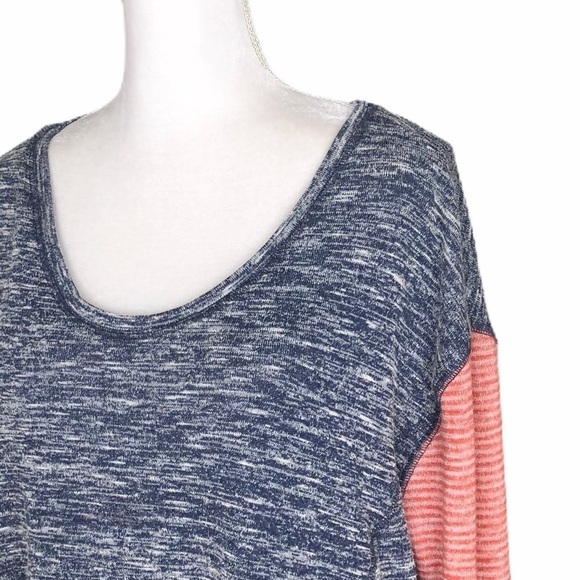 Free People We The Free blue top tee red stripe long sleeves small - Picture 5 of 12